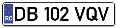 Placuta inmatriculare numar auto  DB-102-VQV, DB 102 VQV, DB102VQV
