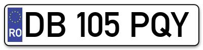 Placuta inmatriculare numar auto  DB-105-PQY, DB 105 PQY, DB105PQY