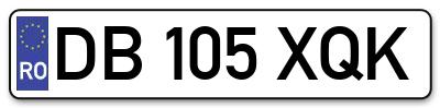Placuta inmatriculare numar auto  DB-105-XQK, DB 105 XQK, DB105XQK