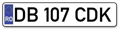 Placuta inmatriculare numar auto  DB-107-CDK, DB 107 CDK, DB107CDK