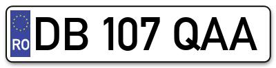 Placuta inmatriculare numar auto  DB-107-QAA, DB 107 QAA, DB107QAA