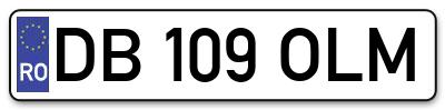 Placuta inmatriculare numar auto  DB-109-OLM, DB 109 OLM, DB109OLM
