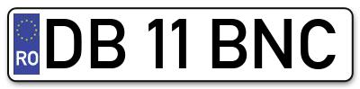Placuta inmatriculare numar auto  DB-11-BNC, DB 11 BNC, DB11BNC