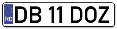 Placuta inmatriculare numar auto  DB-11-DOZ, DB 11 DOZ, DB11DOZ