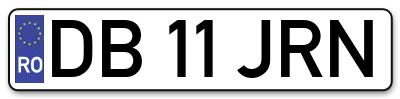 Placuta inmatriculare numar auto  DB-11-JRN, DB 11 JRN, DB11JRN