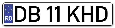 Placuta inmatriculare numar auto  DB-11-KHD, DB 11 KHD, DB11KHD
