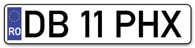 Placuta inmatriculare numar auto  DB-11-PHX, DB 11 PHX, DB11PHX