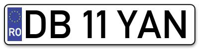 Placuta inmatriculare numar auto  DB-11-YAN, DB 11 YAN, DB11YAN