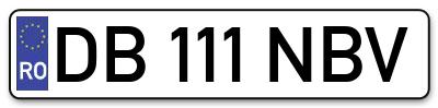 Placuta inmatriculare numar auto  DB-111-NBV, DB 111 NBV, DB111NBV