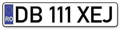 Placuta inmatriculare numar auto  DB-111-XEJ, DB 111 XEJ, DB111XEJ