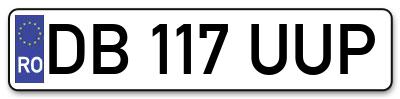 Placuta inmatriculare numar auto  DB-117-UUP, DB 117 UUP, DB117UUP