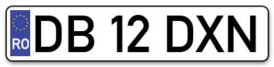 Placuta inmatriculare numar auto  DB-12-DXN, DB 12 DXN, DB12DXN