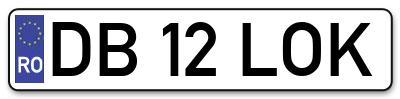 Placuta inmatriculare numar auto  DB-12-LOK, DB 12 LOK, DB12LOK