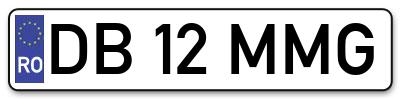 Placuta inmatriculare numar auto  DB-12-MMG, DB 12 MMG, DB12MMG