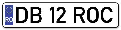 Placuta inmatriculare numar auto  DB-12-ROC, DB 12 ROC, DB12ROC