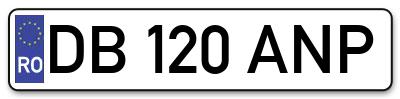 Placuta inmatriculare numar auto  DB-120-ANP, DB 120 ANP, DB120ANP