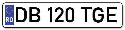 Placuta inmatriculare numar auto  DB-120-TGE, DB 120 TGE, DB120TGE