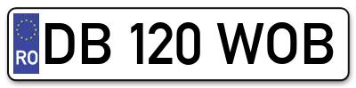 Placuta inmatriculare numar auto  DB-120-WOB, DB 120 WOB, DB120WOB