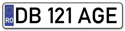 Placuta inmatriculare numar auto  DB-121-AGE, DB 121 AGE, DB121AGE