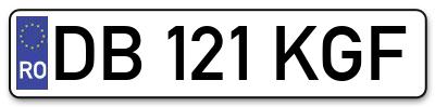 Placuta inmatriculare numar auto  DB-121-KGF, DB 121 KGF, DB121KGF