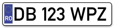 Placuta inmatriculare numar auto  DB-123-WPZ, DB 123 WPZ, DB123WPZ