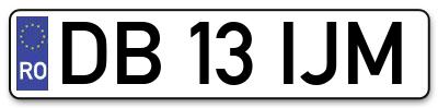 Placuta inmatriculare numar auto  DB-13-IJM, DB 13 IJM, DB13IJM