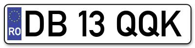 Placuta inmatriculare numar auto  DB-13-QQK, DB 13 QQK, DB13QQK