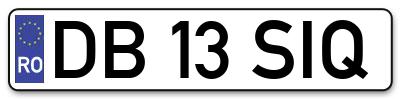 Placuta inmatriculare numar auto  DB-13-SIQ, DB 13 SIQ, DB13SIQ
