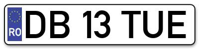 Placuta inmatriculare numar auto  DB-13-TUE, DB 13 TUE, DB13TUE