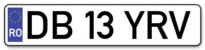 Placuta inmatriculare numar auto  DB-13-YRV, DB 13 YRV, DB13YRV