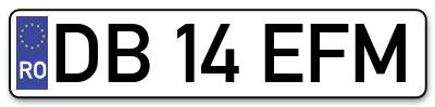 Placuta inmatriculare numar auto  DB-14-EFM, DB 14 EFM, DB14EFM