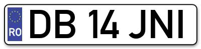 Placuta inmatriculare numar auto  DB-14-JNI, DB 14 JNI, DB14JNI