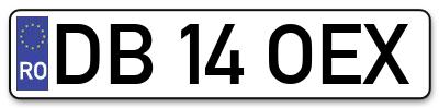 Placuta inmatriculare numar auto  DB-14-OEX, DB 14 OEX, DB14OEX