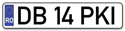 Placuta inmatriculare numar auto  DB-14-PKI, DB 14 PKI, DB14PKI