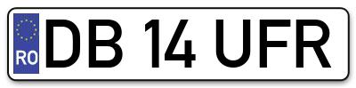Placuta inmatriculare numar auto  DB-14-UFR, DB 14 UFR, DB14UFR