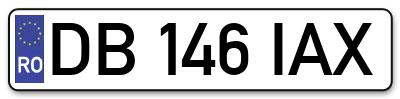 Placuta inmatriculare numar auto  DB-146-IAX, DB 146 IAX, DB146IAX