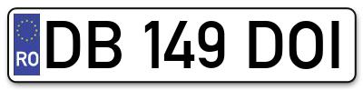 Placuta inmatriculare numar auto  DB-149-DOI, DB 149 DOI, DB149DOI