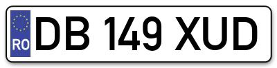 Placuta inmatriculare numar auto  DB-149-XUD, DB 149 XUD, DB149XUD