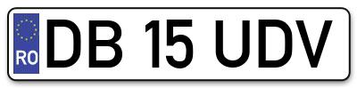 Placuta inmatriculare numar auto  DB-15-UDV, DB 15 UDV, DB15UDV