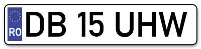 Placuta inmatriculare numar auto  DB-15-UHW, DB 15 UHW, DB15UHW