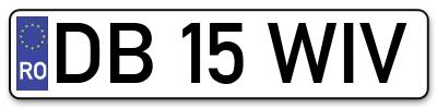 Placuta inmatriculare numar auto  DB-15-WIV, DB 15 WIV, DB15WIV