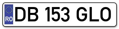 Placuta inmatriculare numar auto  DB-153-GLO, DB 153 GLO, DB153GLO
