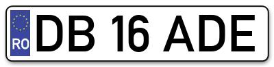 Placuta inmatriculare numar auto  DB-16-ADE, DB 16 ADE, DB16ADE