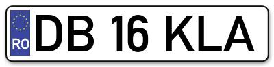 Placuta inmatriculare numar auto  DB-16-KLA, DB 16 KLA, DB16KLA