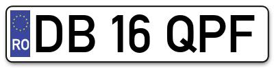 Placuta inmatriculare numar auto  DB-16-QPF, DB 16 QPF, DB16QPF