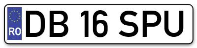 Placuta inmatriculare numar auto  DB-16-SPU, DB 16 SPU, DB16SPU