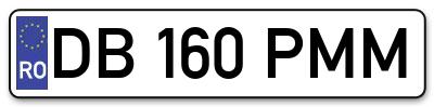 Placuta inmatriculare numar auto  DB-160-PMM, DB 160 PMM, DB160PMM