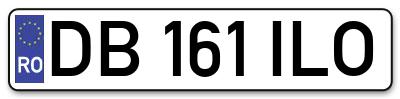 Placuta inmatriculare numar auto  DB-161-ILO, DB 161 ILO, DB161ILO