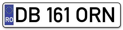 Placuta inmatriculare numar auto  DB-161-ORN, DB 161 ORN, DB161ORN