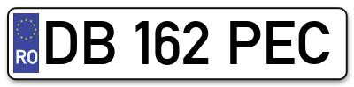 Placuta inmatriculare numar auto  DB-162-PEC, DB 162 PEC, DB162PEC